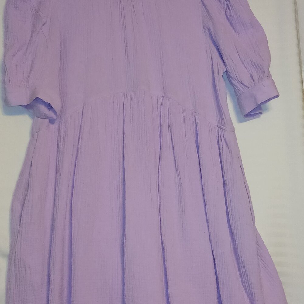 Lavender puff sleeve flare baby doll dress sizes L